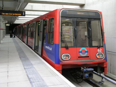 A train awaits departure time from Stratford International on the opening day