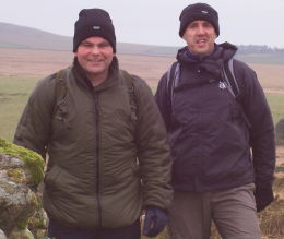 Training hard: Steve and Keith tackle the harsh territory of Bodmin Moor in Cornwall.