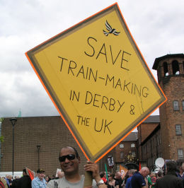 One of thousands of protestors who gathered in Derby on Saturday
