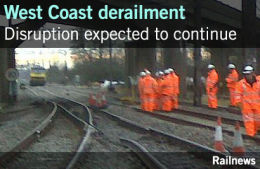 Damage at derailment scene