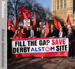 Demonstrators stage Alstom protest in Westminster